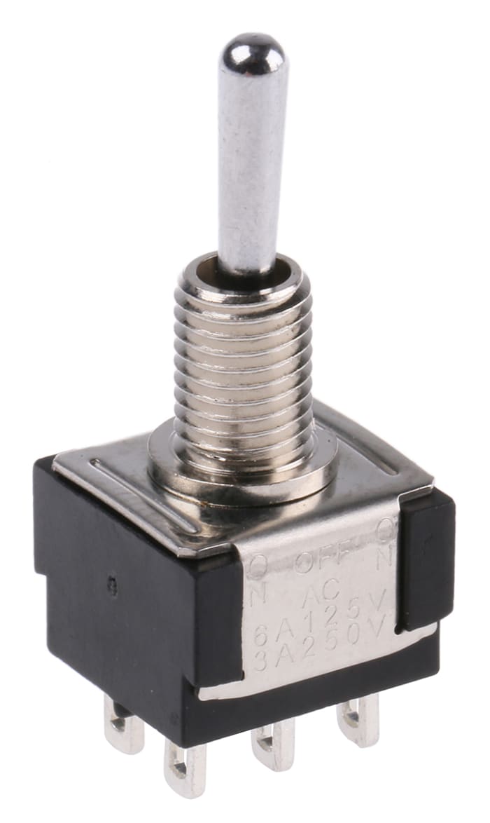 KNITTER-SWITCH Toggle Switch, Panel Mount, On-Off-(On), DPDT, Solder Terminal