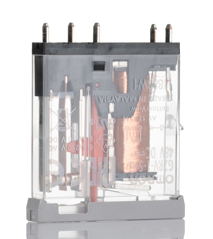 Omron DIN Rail Latching Power Relay, 48V dc Coil, 6A Switching Current, SPDT