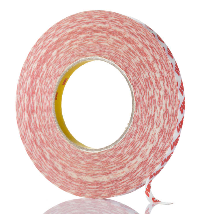 3M GPT -020F Clear Double Sided Plastic Tape, 0.202mm Thick, 11.3 N/cm, PP Backing, 12mm x 50m