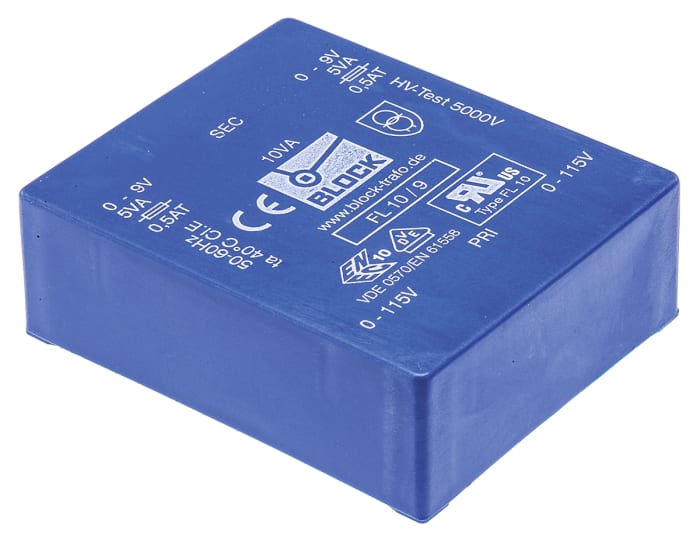 Block 9V ac 2 Output Through Hole PCB Transformer, 10VA