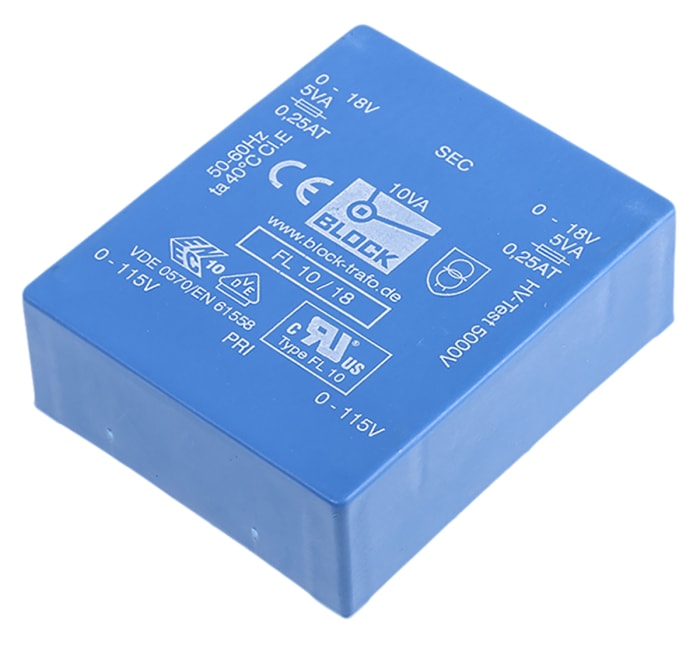 Block 18V ac 2 Output Through Hole PCB Transformer, 10VA