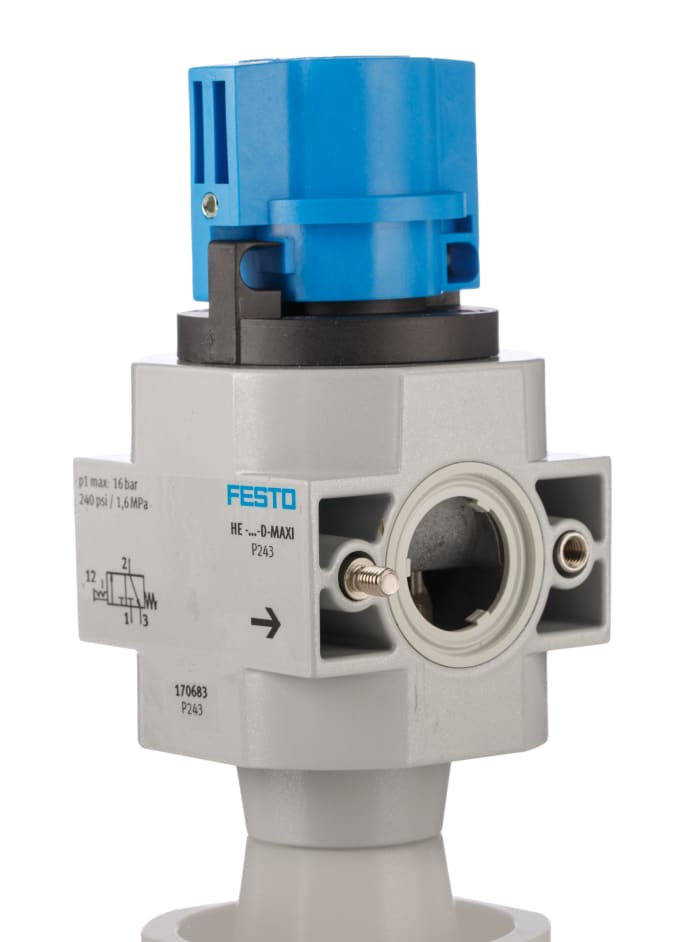 Festo Locking Shut-Off Valve 3/2 Bistable Pneumatic Manual Control Valve HE Series, G 3/8, 3/8, 170683