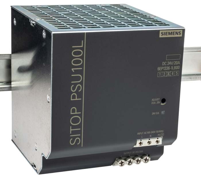 Alimentation pour rail DIN Siemens, série 6EP, 24V c.c.out 20A, 480W