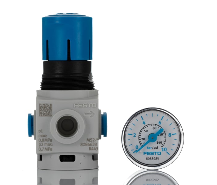 Festo Pneumatic Regulator - 0.5bar to 7bar, 8bar max. input, 8086638
