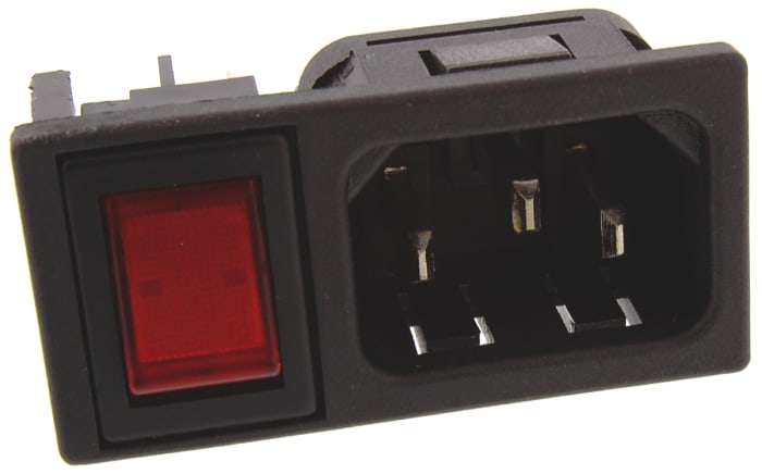 Bulgin C14 Snap-In IEC Connector Male, 10A, 250 V