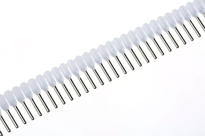 Weidmuller Insulated Crimp Bootlace Ferrule, 8mm Pin Length, 1mm Pin Diameter, 0.5mm² Wire Size, White