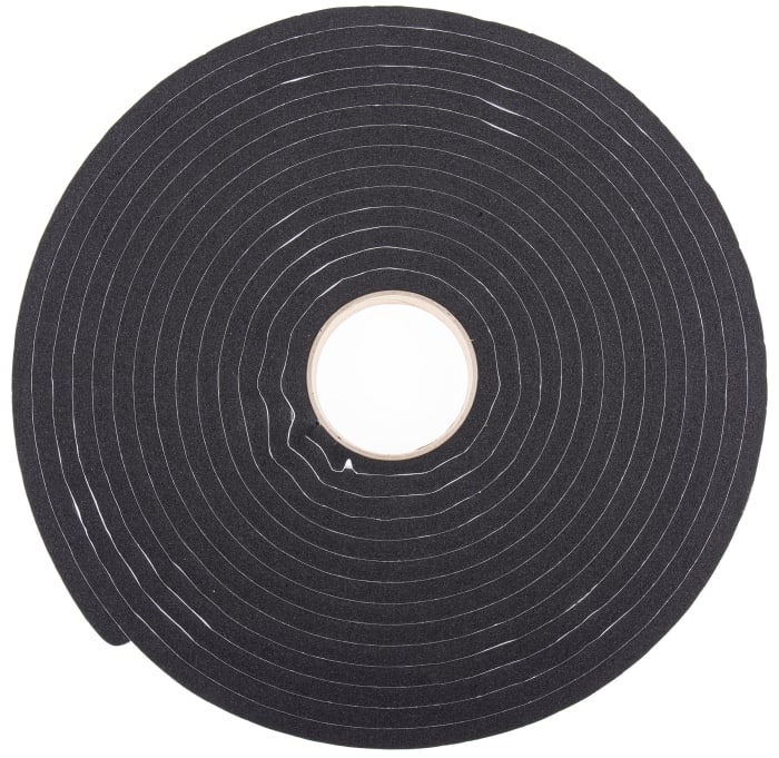 RS PRO Black Foam Tape 25mm x 10m 10mm Thick