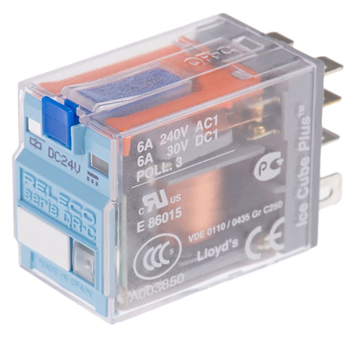 Výkonové relé DPDT Montáž na PCB 24V dc C7