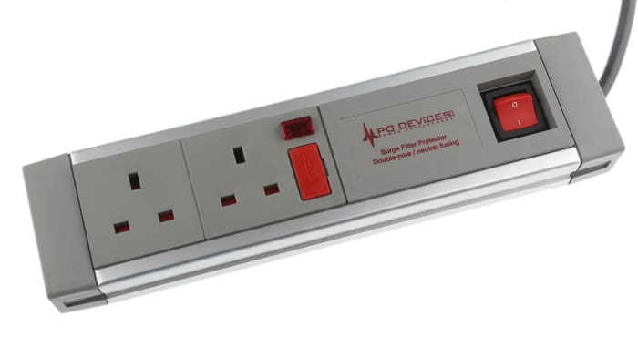 RS PRO 2m 2 Socket Type G - British Extension Lead, 230 V ac