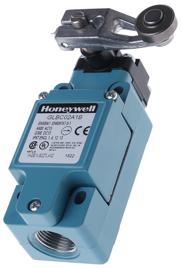 Final de carrera con Palanca de Rodillo Honeywell GLB, SPDT, NA/NC, 600V, 10A, IP67