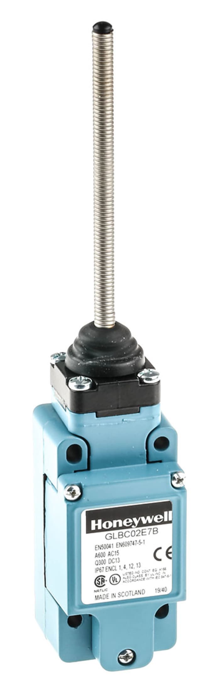 Honeywell GLB Series Coil Spring Limit Switch, NO/NC, IP67, SPDT, Die Cast Zinc Housing, 600V ac Max, 10A Max
