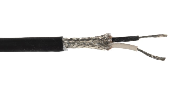 Belden8412 Series 2 Core Microphone Cable, 0.52 mm² CSA Screened, 6.65mm od, 30m, Black