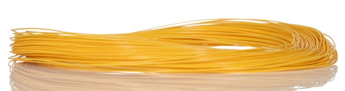 Cable de conexión RS PRO, área transversal 0,05mm² Filamentos del Núcleo 1/0,25 mm Amarillo, 300 V, long. 50m, 30 AWG