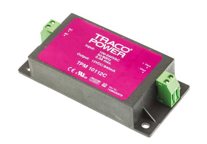 TRACOPOWER Embedded Switch Mode Power Supply SMPS, TPM 10112C, 12V dc, 840mA, 10W, 1 Output, 100 → 375 V dc, 85