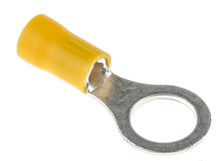 RS PRO, RS PRO Insulated Ring Terminal, M10 Stud Size, 2.5mm² to 6mm² Wire  Size, Yellow, 208-2537