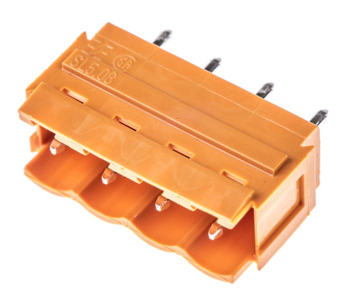 Weidmuller OMNIMATE SL Series Straight Through Hole PCB Header, 4 Contact(s), 5.08mm Pitch, 1 Row(s), Shrouded