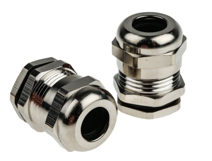 RS PRO Metallic Nickel Plated Brass Cable Gland, M16 Thread, 5mm min., 10mm max., IP68
