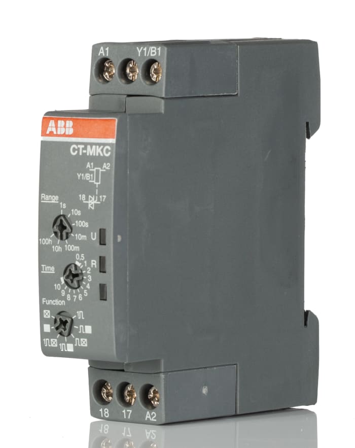 ABB CT-C Series DIN Rail, Snap-On Timer Relay, 24 → 240V ac, 0.1 - 10s