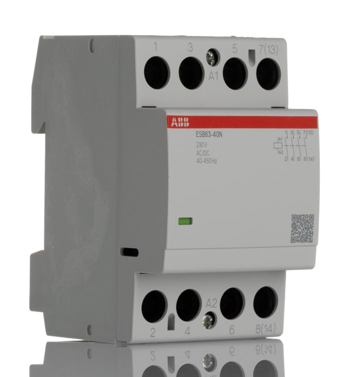 ABB ESB63-40N-06 ESB Contactor, 230 V ac/dc Coil, 4-Pole, 63 A, 43.6 kW, 4NO, 400 V ac