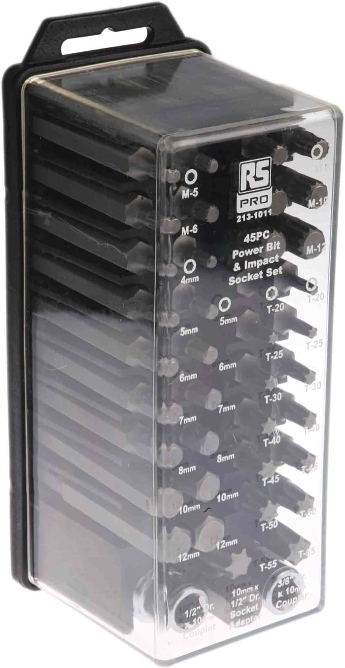 RS PRO 45-Piece Metric 1/2 in; 3/8 in Standard Socket/Bit Set