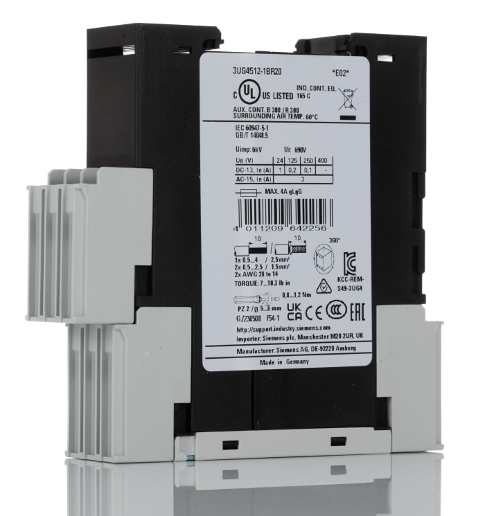 3UG45121BR20 Siemens Siemens Phase Monitoring Relay, 3 Phase, DPDT