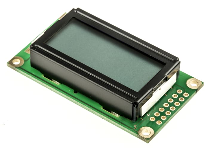 Powertip PC0802LRS-AWA-B-Q Alphanumeric LCD Display, 2 Rows by 8 Characters, Transflective