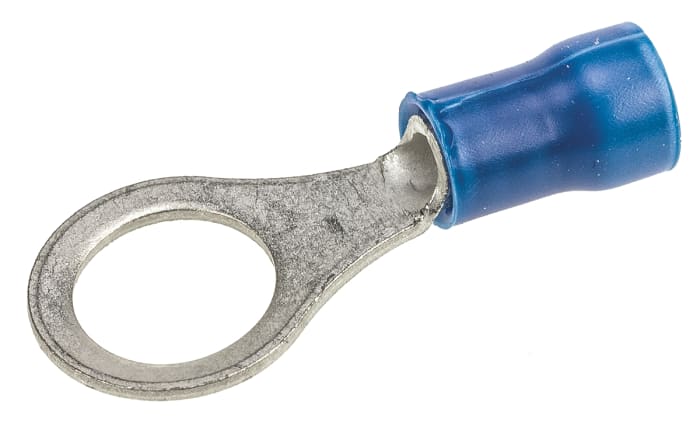 TE Connectivity, PLASTI-GRIP Insulated Ring Terminal, M8 Stud Size, 1mm² to 2.6mm² Wire Size, Blue