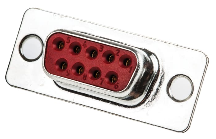 FCT PCB D-Sub Konnektör (Su Geçirmez), Soket, Panoya / Panele Monte, 9 Pinli, 5A, Düz