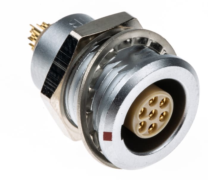 LEMO Circular Connector, 7 Contacts, Panel Mount, Socket, Female, IP50, 1B Series