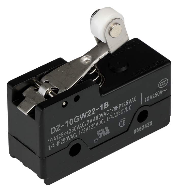 Omron Short Hinge Roller Lever Limit Switch, 2NO/2NC, DPDT, 10A Max