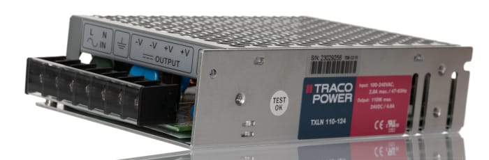 TRACOPOWER Switching Power Supply, TXLN 110-124, 24V dc, 4.6A, 110W, 1 Output, 88 → 264V ac Input Voltage