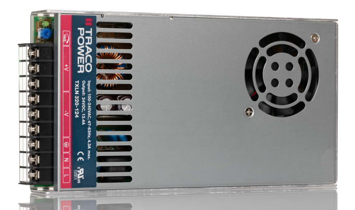 TRACOPOWER Switching Power Supply, TXLN 320-124, 24V dc, 13.4A, 320W, 1 Output, 85 → 264V ac Input Voltage
