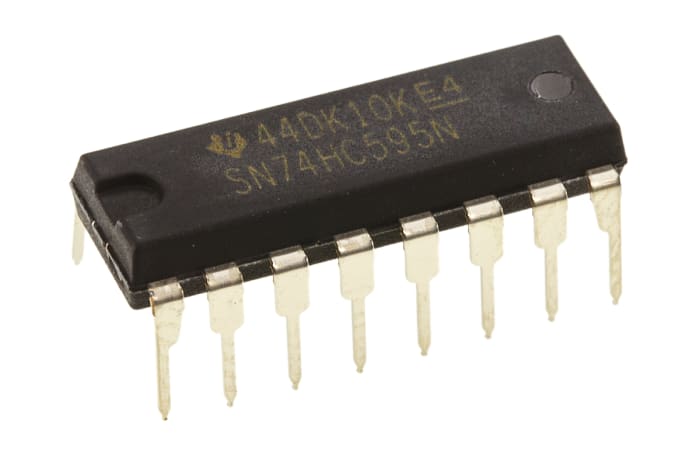 Registro de desplazamiento SN74HC595N, HC, 8 bits Serie a paralelo, Unidireccional 16 pines PDIP 1