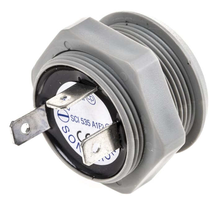 Sonitron 77dB Through Hole Multifunction Internal Piezo Buzzer, 36.5 x 26mm, 5V dc Min, 35V dc Max