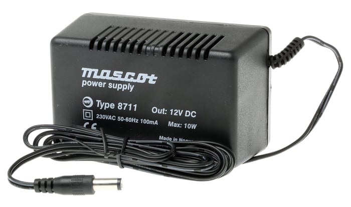 Mascot AC/DC Adapter Type C 230V ac Output 833 mA, 12 V dc