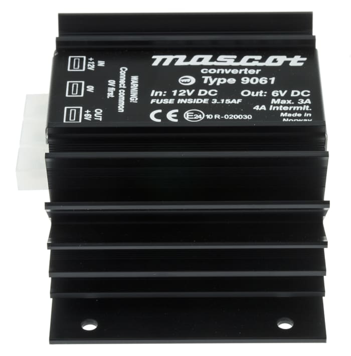 9061-12/6, Convertisseur DC-DC Mascot, Support de montage, 40W, 6V c.c.,  3A