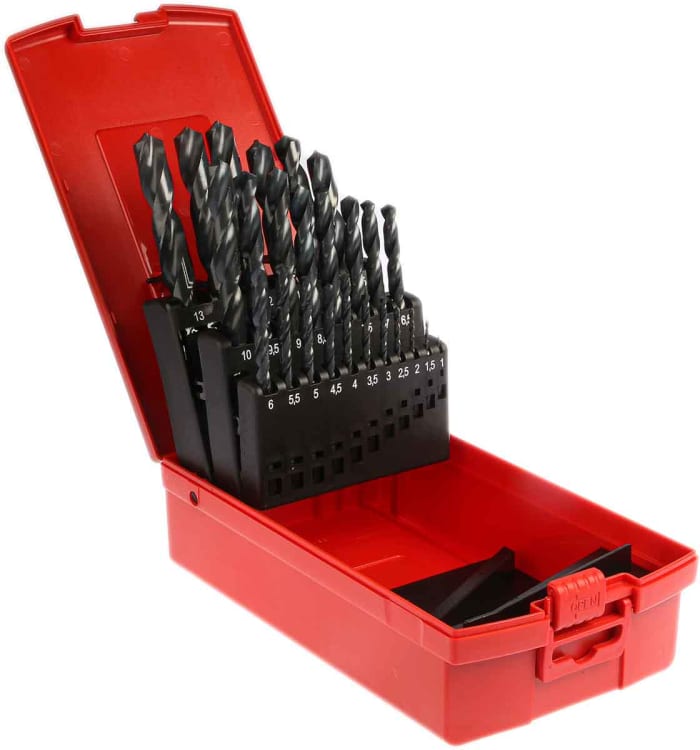 Dormer 25-Piece Twist Drill Bit Set for Multi-Material, 13mm Max, 1mm Min, HSS Bits