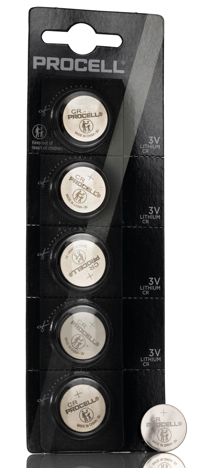 Duracell Procell CR2025 Button Batteries, 3V, 20mm Diameter, 5 Pack