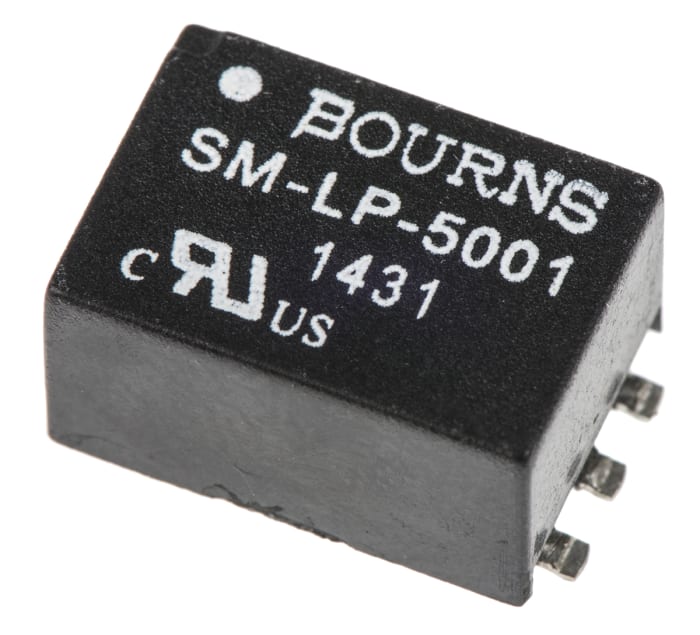 Bourns Surface Mount Pulse Transformer 1:1 Turns Ratio, 3.8H Prim. Inductance, 115Ω Prim. Resistance