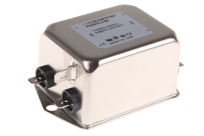 Schaffner, FN2070 3A 250 V ac/dc DC → 400Hz, Chassis Mount EMI Filter, Fast-On, Single Phase