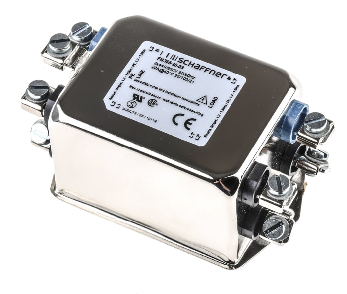 Filtre RFI 3 Phases, Schaffner 20A 440 V ac 400Hz Montage sur châssis, Terminaisons Vis, série FN 355