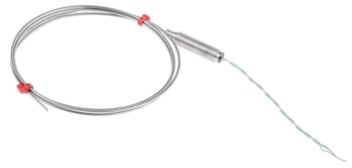 Termopar tipo K RS PRO, Ø sonda 1.5mm x 1m, temp. máx +1100°C, cable de 100mm, conexión Extremo de cable pelado