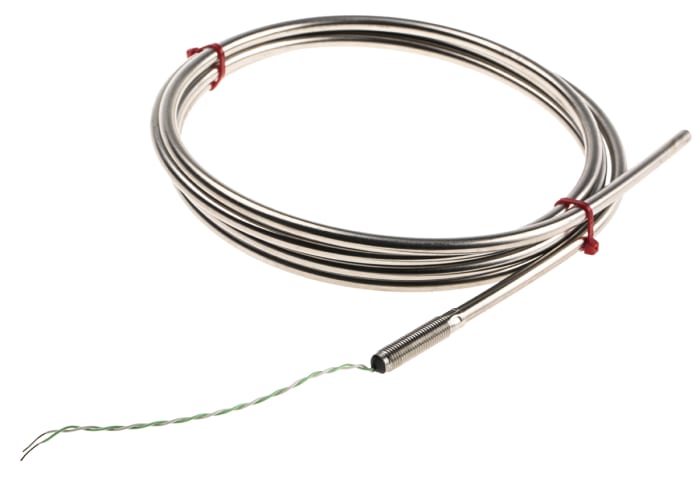 RS PRO Type K Mineral Insulated Thermocouple 2m Length, 6mm Diameter → +1100°C