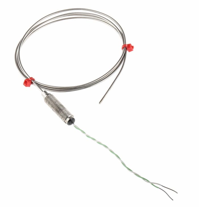 Termopar tipo K RS PRO, Ø sonda 1.5mm x 1m, temp. máx +1100°C, cable de 100mm, conexión Extremo de cable pelado