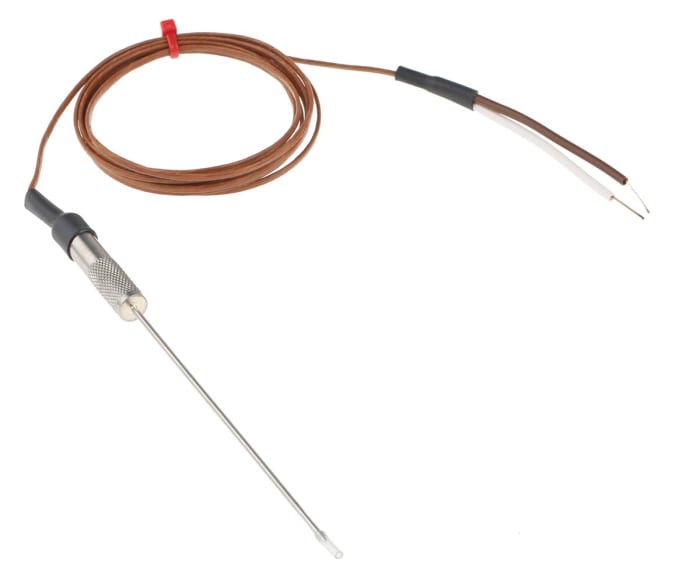 Podkožní termočlánek 1.5m kabel typ T Nerezová ocel 100mm sonda na +250°C IEC, V souladu s RoHS RS PRO