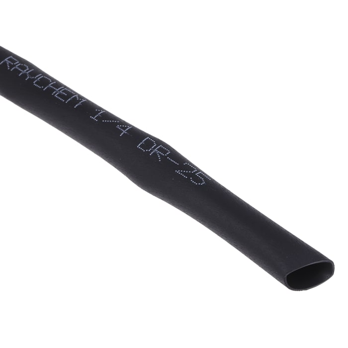 TE Connectivity Heat Shrink Tubing, Black 6.4mm Sleeve Dia. x 10m Length 2:1 Ratio, DR-25 Series