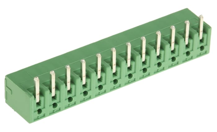 Phoenix Contact, 3.81mm Pitch, MC 1.5/12-G-3.81, 12 Way, Right Angle, Pluggable Terminal Block, Header, Through Hole,