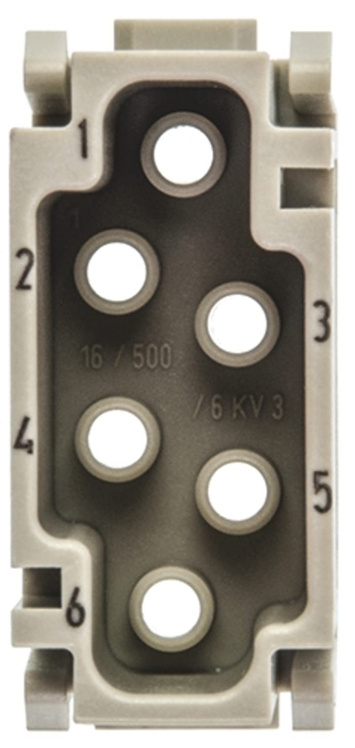 Han-Modular Series Male Module, 6 Way, Han E
