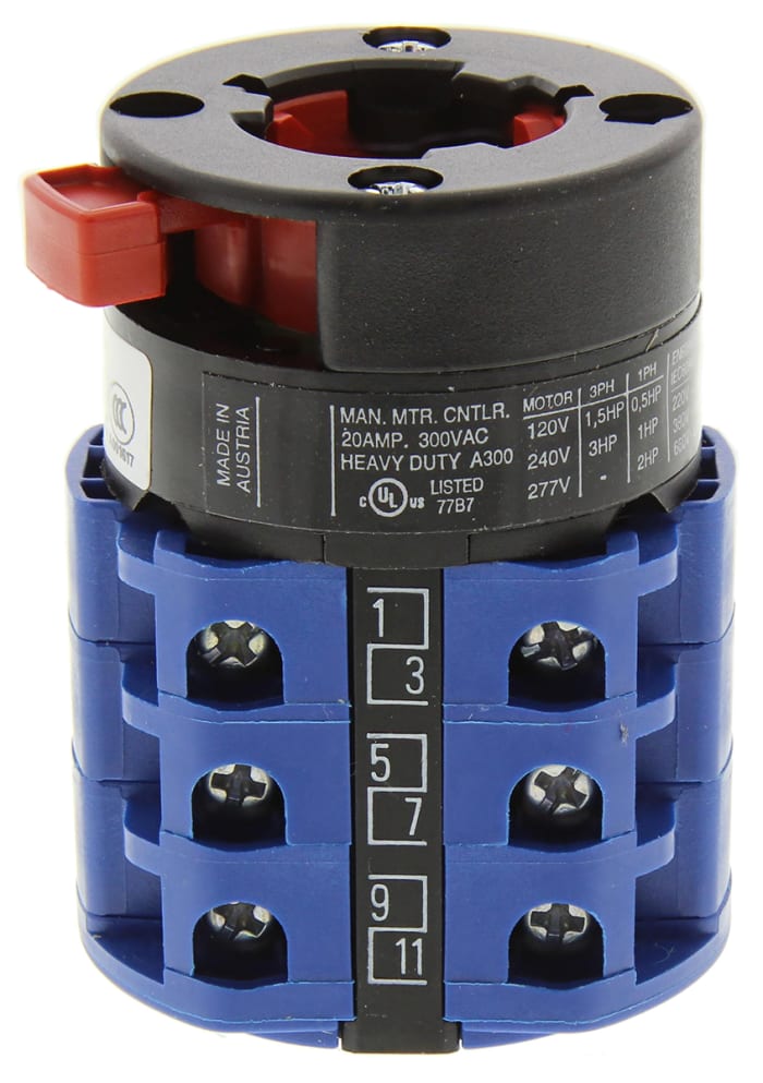 Kraus & Naimer, 3P 3 Position 60° Double Throw Cam Switch, 20A