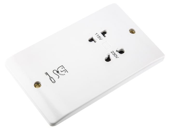 MK Electric White 2 Gang Plug Socket, Indoor Use